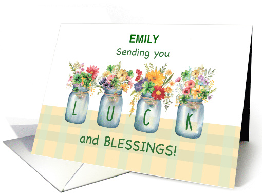 Customizable Name St Patricks Day Luck and Blessings Wildflowers card