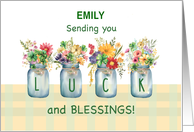 Customizable Name St Patricks Day Luck and Blessings Wildflowers card