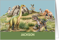 Birthday Customizable Name Baby Dinosaur Lifelike World card