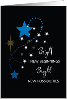 Congratulations on New Job Blue Star on Black New Beginnings card