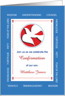 Son Confirmation Blue with Dove Invitation card