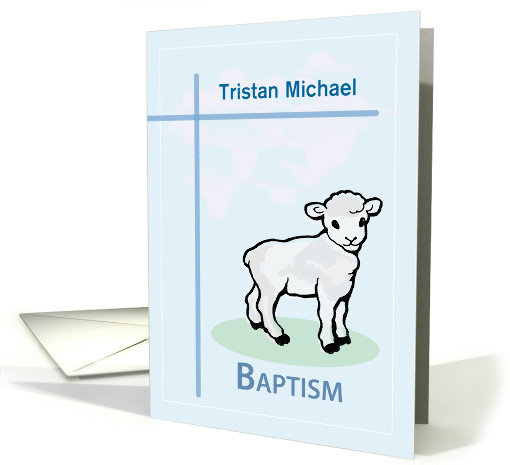 Customizable Name Baptism Blue Boy Lamb card (1829086)