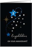 Second Employee Anniversary Congratulations Stars in Dark Sky card