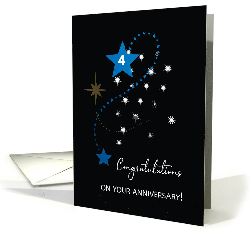 Fourth Employee Anniversary Congratulations Stars in Dark Sky card