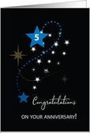 Fifth Employee Anniversary Congratulations Stars in Dark Sky card