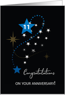 Eleventh Employee Anniversary Congratulations Stars in Dark Sky card