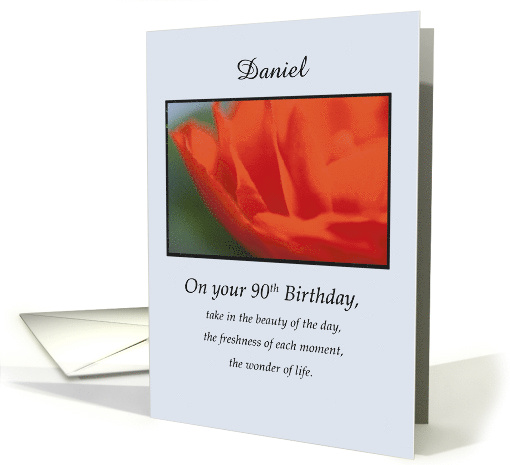 90th Customizable Name Inspirational Birthday with Red Flower card