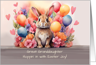 Great Granddaughter Easter Rabbit Amid Flowers and Balloons card