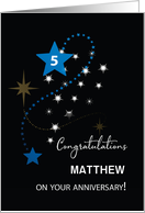 Fifth Employee Anniversary Custom Name Congratulations Stars card