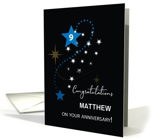 Ninth Employee Anniversary Custom Name Congratulations Stars card