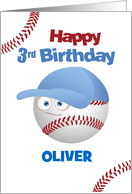Customizable Name 3rd Birthday Funny Baseball Theme card