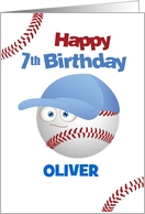 Customizable Name 7th Birthday Funny Baseball Theme card