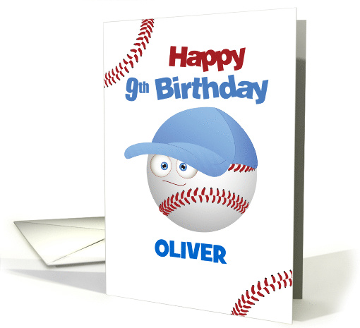 Customizable Name 9th Birthday Funny Baseball Theme card (1830516)