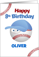 Customizable Name 9th Birthday Funny Baseball Theme card