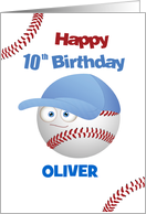 Customizable Name 10th Birthday Funny Baseball Theme card