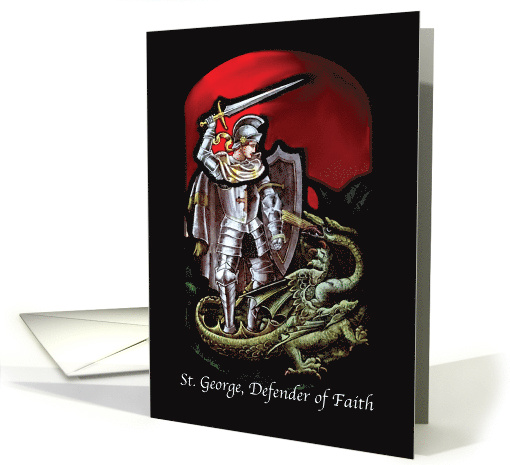 Feast of St. George Defender of Faith Slaying Dragon on Black card