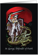 Feast of St. George Defender of Faith Slaying Dragon on Black card