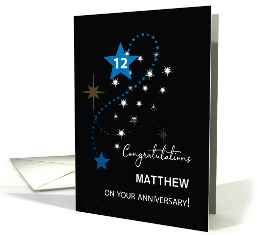 Twelfth Employee Anniversary Custom Name Congratulations Stars card