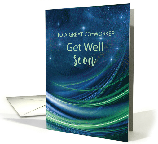 Co Worker Get Well Business Navy and Green Curved Lines card (1832130)