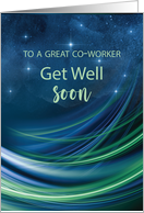 Co Worker Get Well Business Navy and Green Curved Lines card