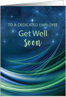 Employee Get Well Business Navy and Green Curved Lines card