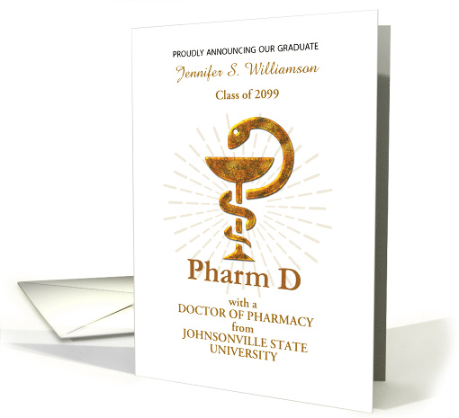 Doctor of Pharmacy School Graduation Announcement Medical Symbol card