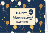 Custom Name Thirtieth Employee Anniversary Business Gold Look Balloon card