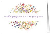 Happy Anniversary Surrounded by Delicate Wildflowers card