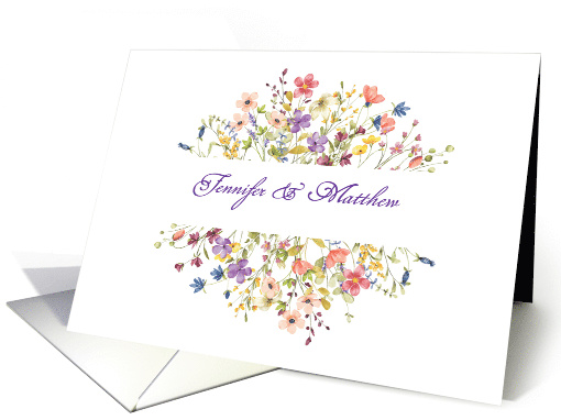 Customizable Names Anniversary Surrounded by Delicate Wildflowers card