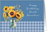 Great Grandma Birthday Sunflowers in Mason Jar Dusty Blue card