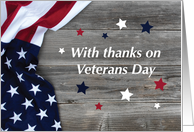 Veterans Day American Flag on Wood with Stars card
