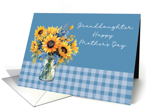 Granddaughter Mother's Day Sunflowers in Mason Jar Dusty Blue card