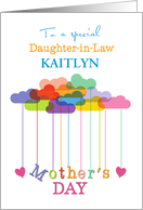 Daughter in Law Custom Name Cute Mothers Day Rainbow Clouds Hearts card