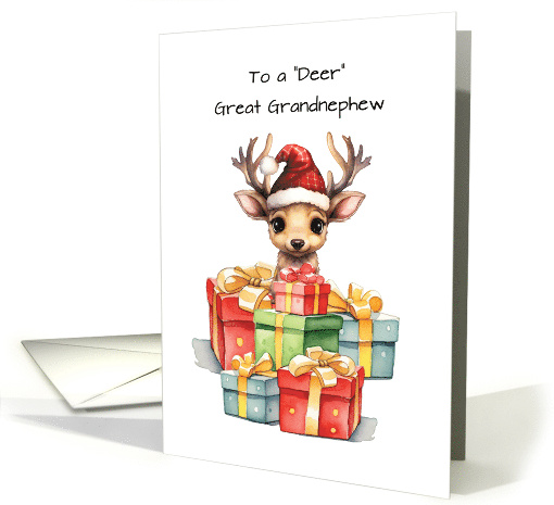 Deer Great Grandnephew Cute Christmas Piles of Love card (1839810)