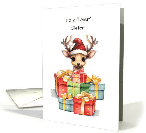 Deer Sister Cute Christmas Piles of Love card (1839822)
