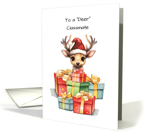 Deer Classmate Cute Christmas Piles of Love card (1840308)