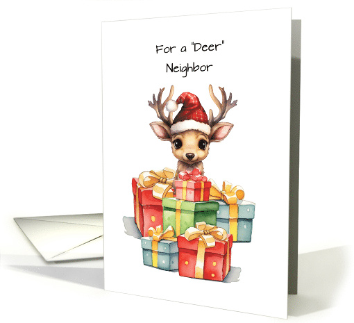 Deer Neighbor Cute Christmas Piles of Love card (1840312)