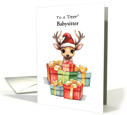 Custom Relation Deer Babysitter Cute Christmas Piles of Love card