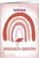Kindergarten Graduation Soft Pink Watercolor Rainbow Custom Name card