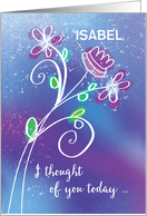 Customizable Name Thought of You Today Purple Flowers card
