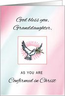 Confirmation to Granddaughter with Dove on Soft Pink Watercolor card