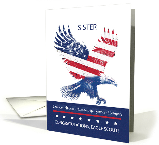 Sister Eagle Scout Values Congratulations Eagle Flag card (1846244)