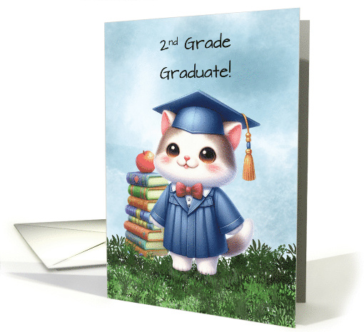 Second Grade Graduation Girl Kitty Cat Congratulations card (1846684)