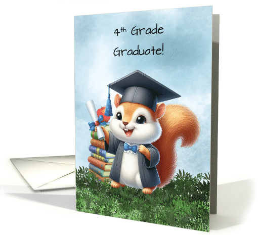 Fourth Grade Graduation Boy Squirrel Congratulations card (1846994)