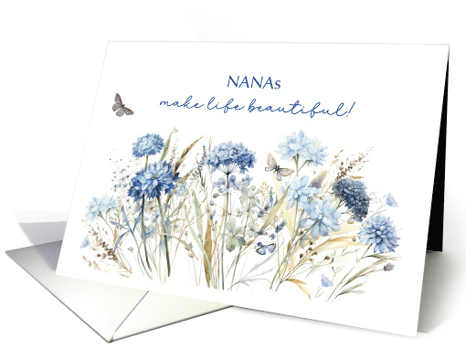 Nana Birthday Dusty Blue Wildflowers card (1848900)