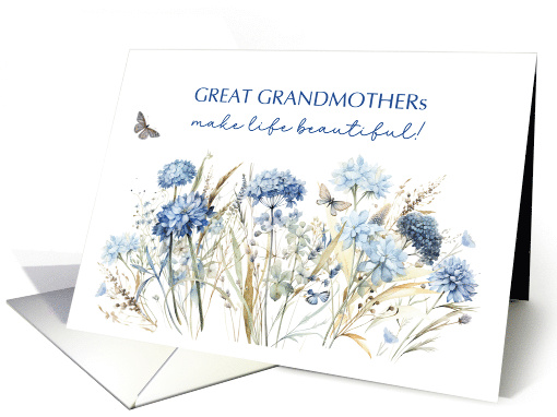 Great Grandmother Birthday Dusty Blue Wildflowers card (1848908)