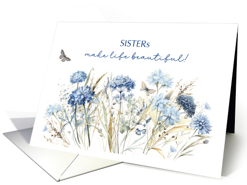 Sister Birthday Dusty Blue Wildflowers card (1848916)