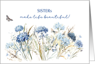 Sister Birthday Dusty Blue Wildflowers card