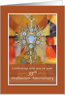 Priest 35th Ordination Anniversary Traditional Monstrance with Host card