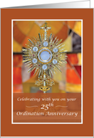 Priest 25th Ordination Anniversary Traditional Monstrance with Host card